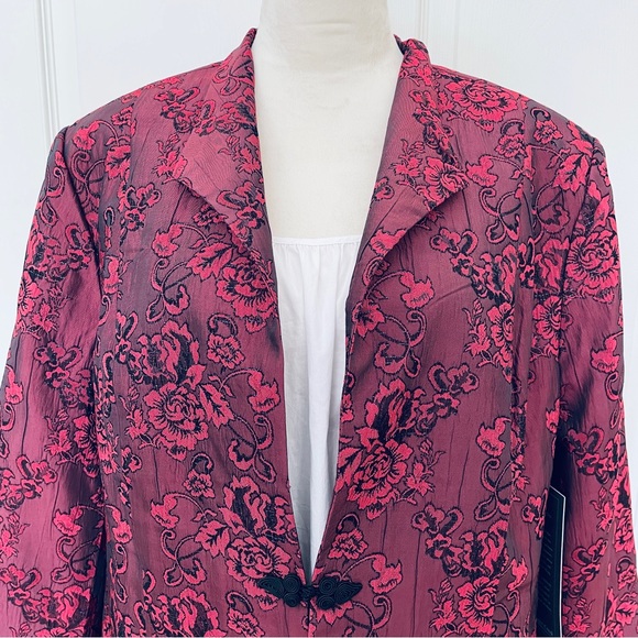 Coldwater Creek red black rose floral blazer jacket size 16 - Picture 3 of 13